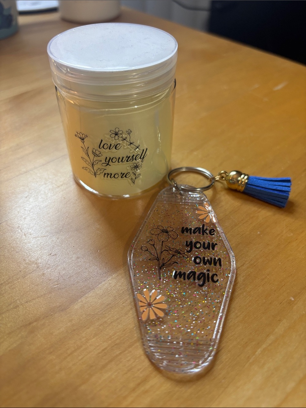 Motivational jar and keychain bundle handcrafted by me